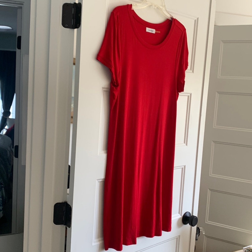 Red Calvin Klein T shirt dress size ML